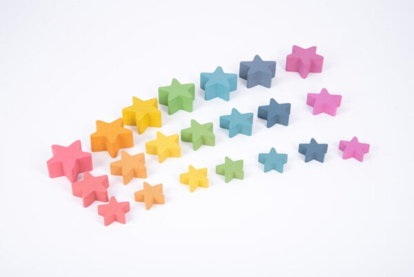 Rainbow Wooden Stars - Pk21