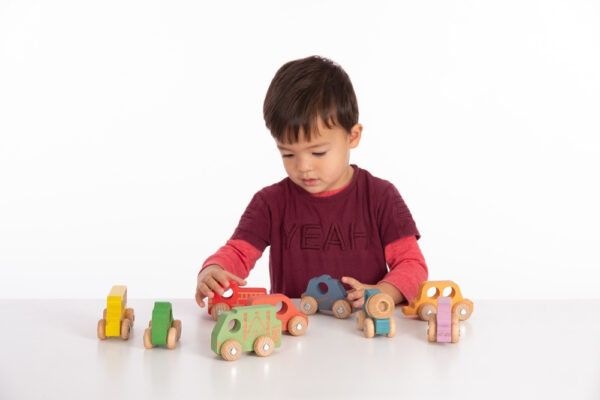 Rainbow Wooden Vehicles (Set of 12) - Image 2