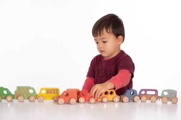 Rainbow Wooden Vehicles (Set of 12) - Image 4
