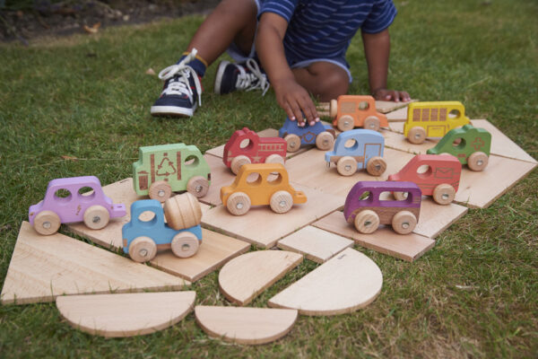 Rainbow Wooden Vehicles (Set of 12)
