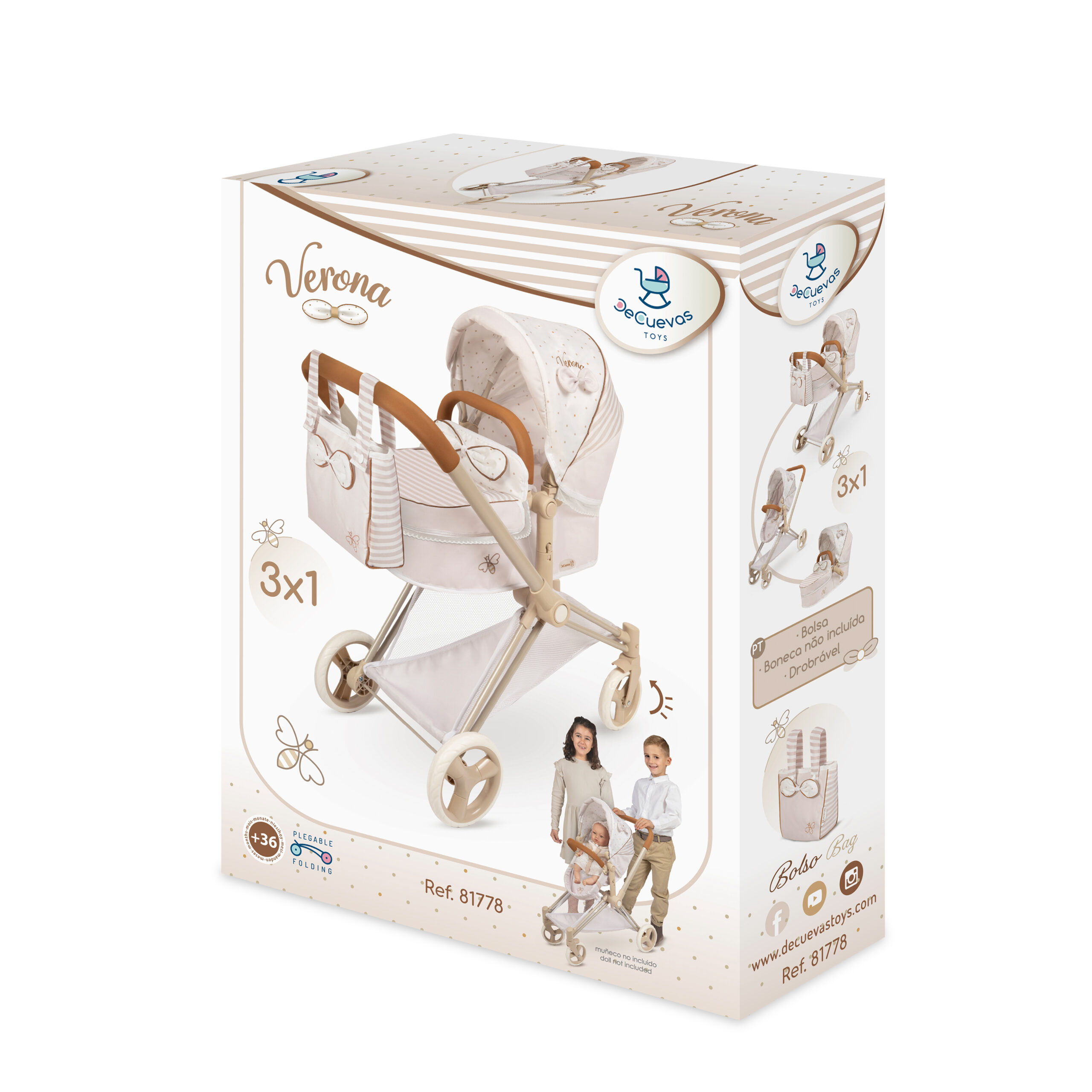 De Cuevas Verona 3-in-1 Folding Doll Pram - Image 10