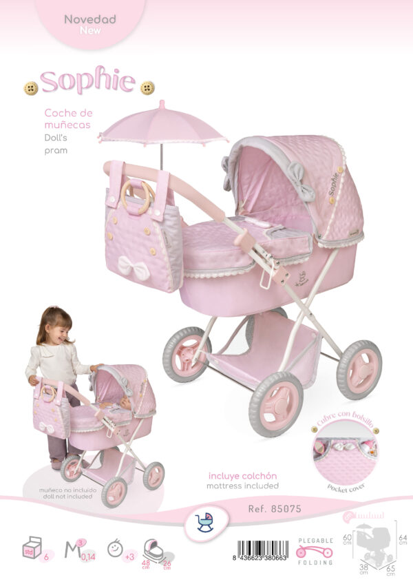 Doll's pram with bag and bedding SOPHIE - Image 9
