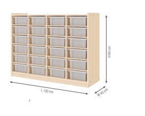 Shelf Cabinet with 24 Compartments, incl. Boxes