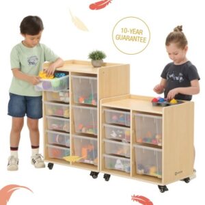 Mobile Shelf with 2 Columns, incl. 4 Small and 2 Large Boxes