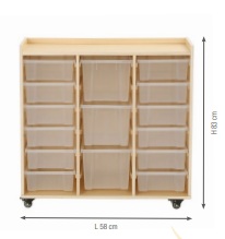 Mobile Shelf with 3 Columns, incl. 8 Small and 3 Large Boxes